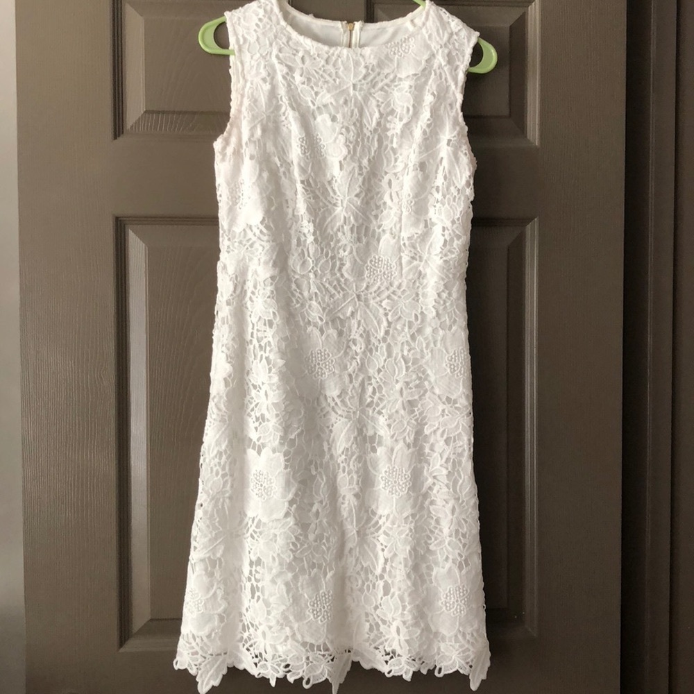 White Lace Sleeveless Dress - Picture 1 of 4